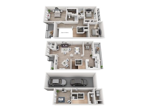 Floor plan for 3 beds, 2 baths